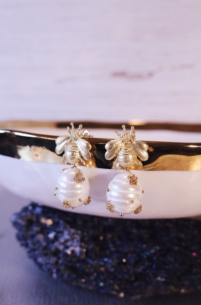 Queen Bee - Bridgerton Inspired Pearl Earrings - Bali Moon Jewels