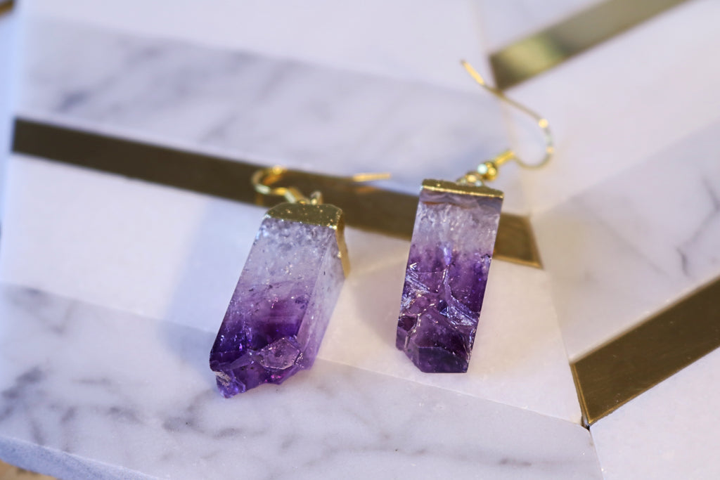 Violet Delights Geode Earrings - Bali Moon Jewels