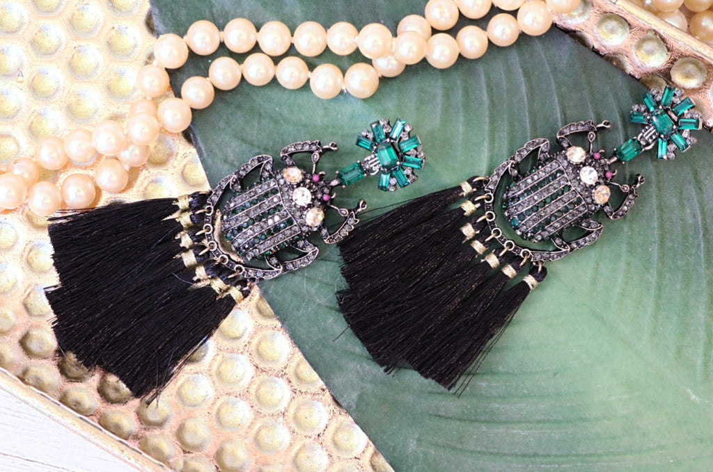 Jewel of the Night Tassel Earrings - Bali Moon Jewels