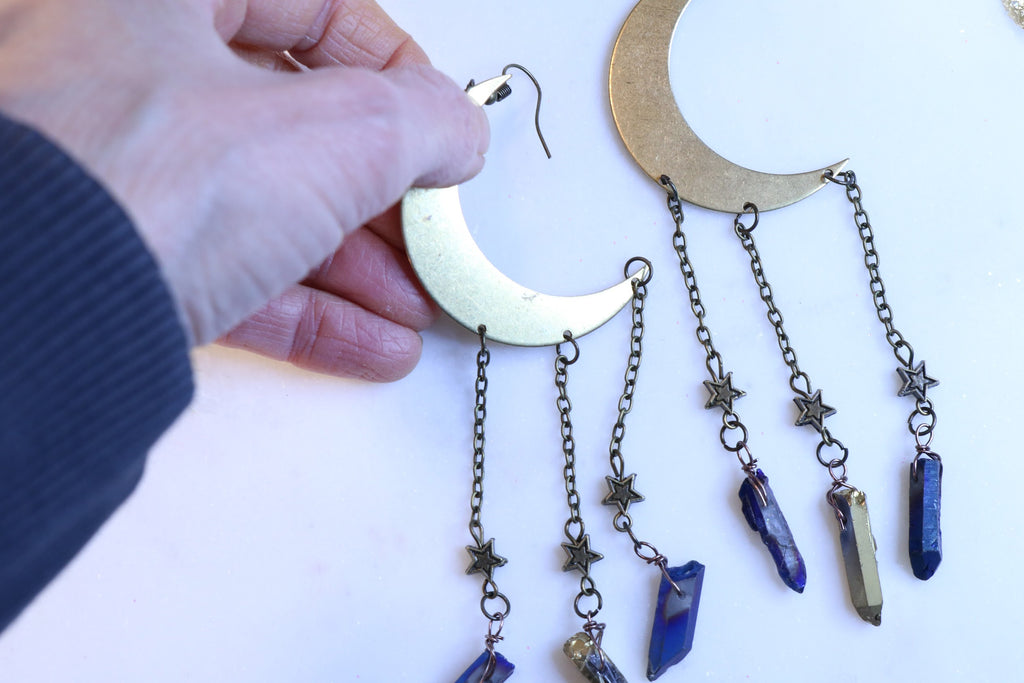 Crystal Moon Oversized Earrings - Bali Moon Jewels